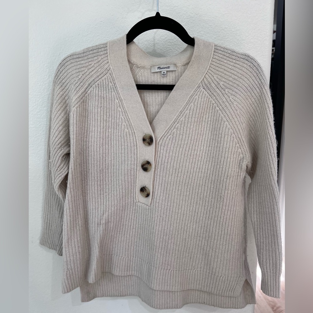 Madewell XS Cream Henley Sweater